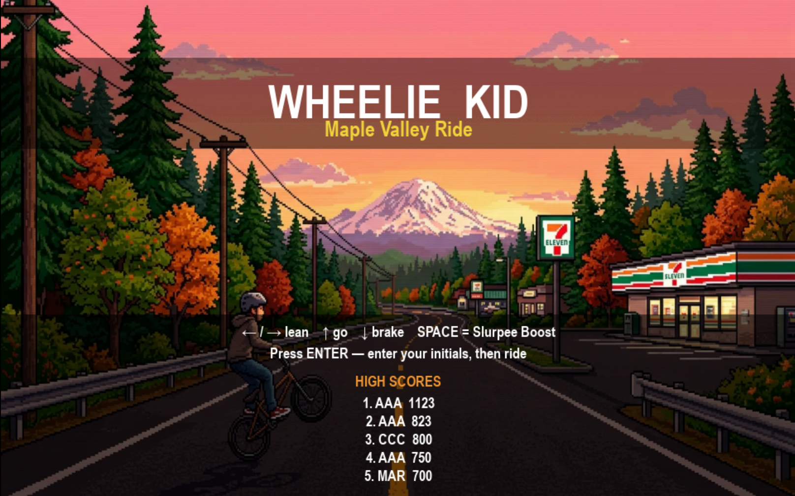 WheelieKid — Reverse-Camera Pseudo-3D Racer